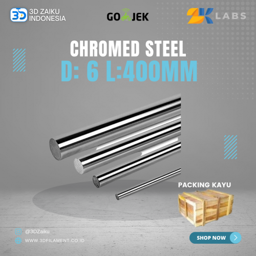 ZKLabs Smooth Chromed Steel Rod Linear Motion 6 mm Length 400 mm